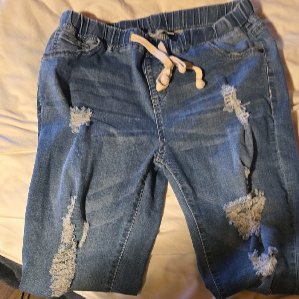 Stylish Blue Distressed Womens Jeans